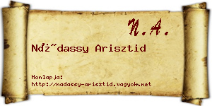 Nádassy Arisztid névjegykártya